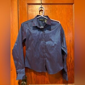 Vintage Y2K no boundaries holographic blue purple dagger collared button down